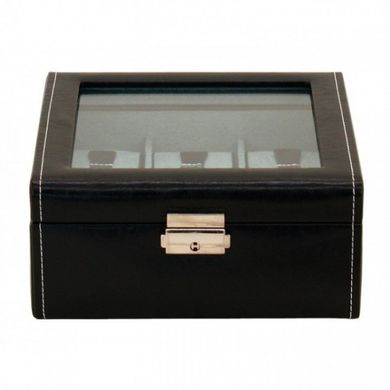 Скринька для зберігання годинника Friedrich Lederwaren Bond 6, чорно-бірюзовий, Черный