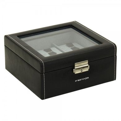 Скринька для зберігання годинника Friedrich Lederwaren Bond 6, чорно-бірюзовий, Черный
