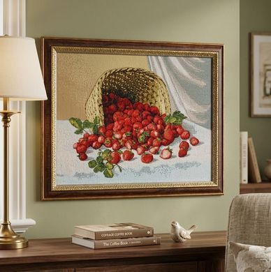 Гобеленовая картина в рамке &laquo;Клубника в корзине&raquo; 50&times;40 см, 50*40 см, 53,5*42,5 см