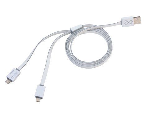 Зарядный кабель Troika Apple lighting для двух устройств, белый.