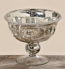 Декоративная миска Дион лакированное серебряное стекло d19 h16cm 1567500, Серебряный, 19*16