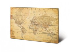 Постер деревянный "World Map" 40 х 59 см, 40*59 см