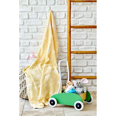 Дитяче покривало піке Karaca Home - Baby star sari жовтий 80*120