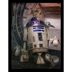 Постер в раме Star Wars The Last Jedi (R2-D2 & Porgs) / Звёздные войны 30 х 40 см, 30*40 см