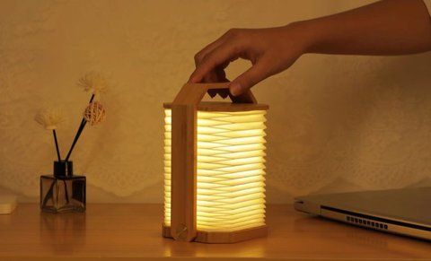 Светильник на аккумуляторе Gingko Smart Origami Lamp, бамбук | G033BO