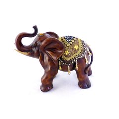 Фігура слона з прикрасами, хоботК верху 25см H2622-3D, Коричневый с золотом, 25