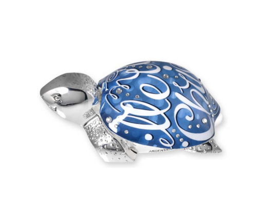 Статуэтка "Черепаха с панцырем "Новогодний синий мотив" большая