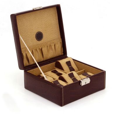 Скринька для зберігання годинника Friedrich Lederwaren Bond 6, коричнева крокодил, 18 x 17 x 8.5см