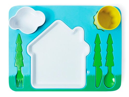 Набор детской посуды для обеда, зеленый