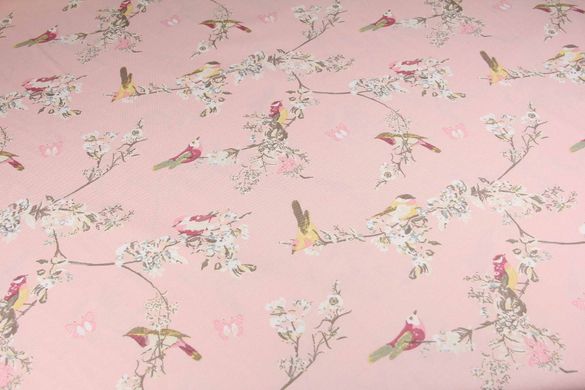 Скатертина з тефлоновим покриттям MacroHorizon Милі пташки на рожевому