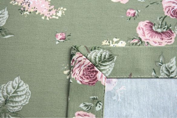 Скатерть с тефлоновым покрытием MacroHorizon Цветы Розовые на зеленом