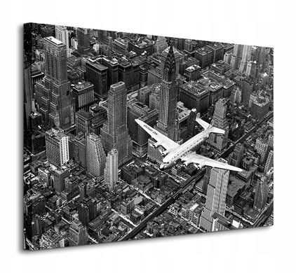 Фотокартина "Самолет DC-4 над Манхэттеном" 60 х 80 см, 60*80 см