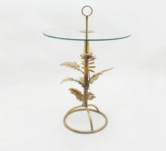 Декоративний журнальний столик зі склом золотий метал 81009, Золото, 60*60*88