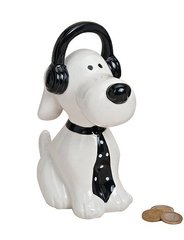 Скарбничка собака в навушниках кераміка 9X16X20 см 10012848, Черный