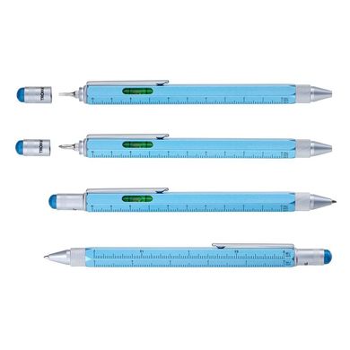 Кулькова багатозадачна ручка Troika Construction зі стилусом, лінійкою, викруткою та рівнем, блакитний