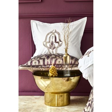 Набір постільна білизна з покривалом + плед Karaca Home - Morocco purple-gold золотий євро(10)