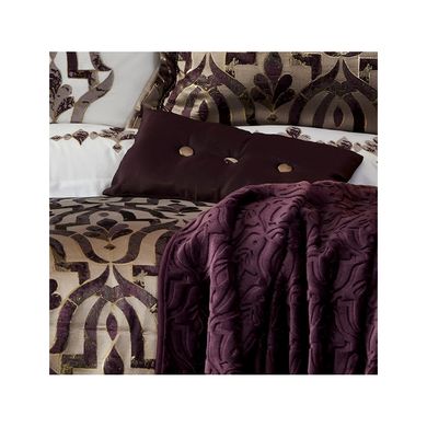 Набір постільна білизна з покривалом + плед Karaca Home - Morocco purple-gold золотий євро(10)