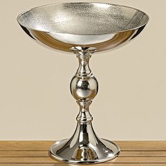 Деко-чаша на подставке серебряный металл h44см 8219700, Серебряный, 44