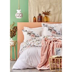 Набор постельное белье с покрывалом Karaca Home - Elsa somon 2020-1 лососевый евро