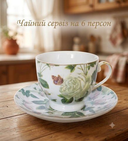 Чайный сервиз 12 предметов 11374, 180 мл, Мультиколор
