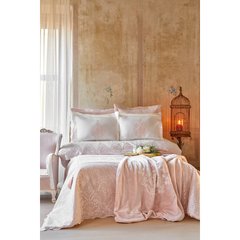 Набор постельное белье с покрывалом + плед Karaca Home - Desire pudra 2020-1 пудра евро (10)