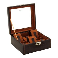 Скринька для зберігання годинника Friedrich Lederwaren Bond 6, коричнева, 18 x 18 x 8.5 см
