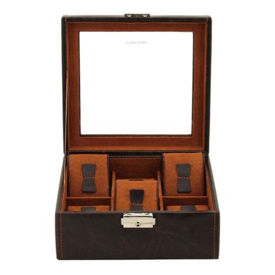 Скринька для зберігання годинника Friedrich Lederwaren Bond 6, коричнева, 18 x 18 x 8.5 см