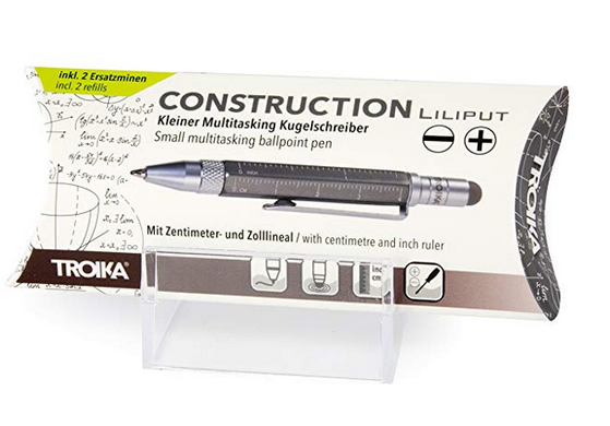 Ручка Troika Construction Liliput с линейкой и стилусом, титан