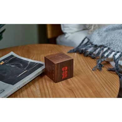 Будильник на акумуляторі Cube Gingko (Англія), дерево горіх