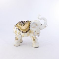 Фигура слона с украшениями, хобот к верху 30см H2623-1N, Белый с золотом, 30