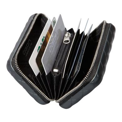 Гаманець на блискавці OGON Quilted zipper на 24 картки, чорний