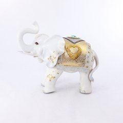 Фигура слона с сердечком, хобот к верху 35см H2449-4N, Белый с золотом, 35