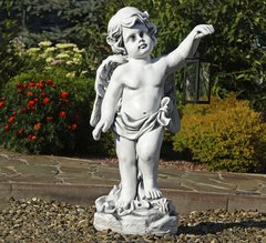 Садовая фигура Ангел с фонарем + LED 81х38х26 см ССП12208 Серый