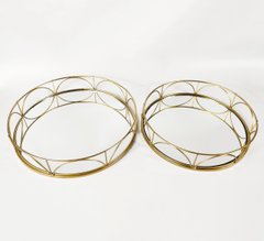 Комплект круглых подносов с зеркальным покрытием золотой металл 70365