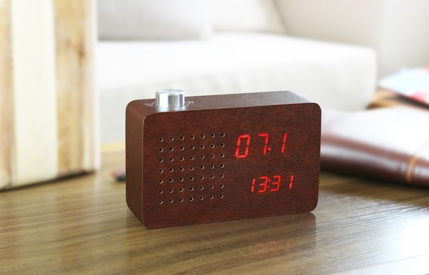 Смарт-будильник + FM-радио, коричневый, Бежевый, 17.9 х 5.4 х 10.5