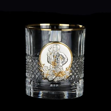 Набор для виски «Гербовый с трезубцем» 7 предметов Boss Crystal, графин, 6 бокалов, серебро, золото, хрусталь