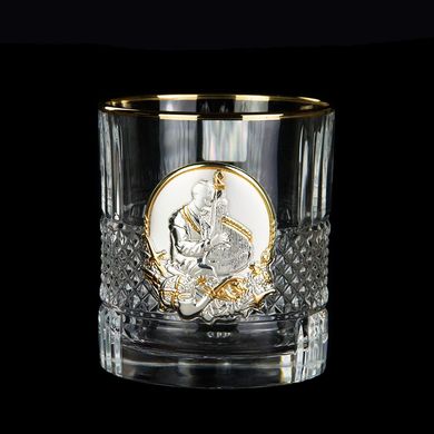 Набор для виски «Гербовый с трезубцем» 7 предметов Boss Crystal, графин, 6 бокалов, серебро, золото, хрусталь