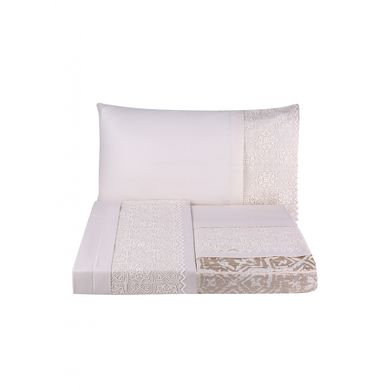 Набор постельное белье с покрывалом пике Karaca Home - Maya gold 2020-1 золотой евро