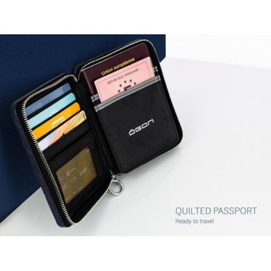 Гаманець на блискавці OGON Quilted Passport, синій