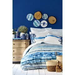 Постільна білизна Karaca Home ранфорс - Nalini mavi блакитний євро (ПВХ)