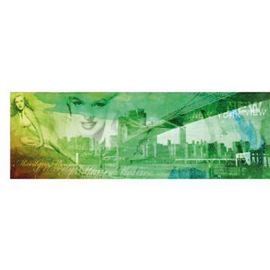 Коллаж на холсте "Мерилин в Нью Йорке" зеленый 40 х 120 см, 40*120 см
