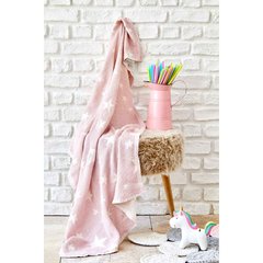 Детское покрывало пике Karaca Home - Baby star pembe розовый 80*120